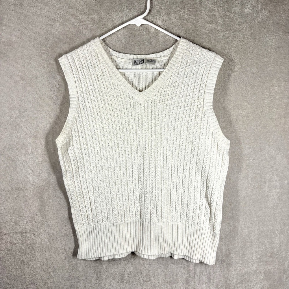 VTG Field Gear Cable Knit Sweater Vest Size XL Preppy Light Academia Old Money